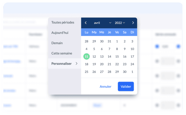 Filtre par periode personnalisee dans melba