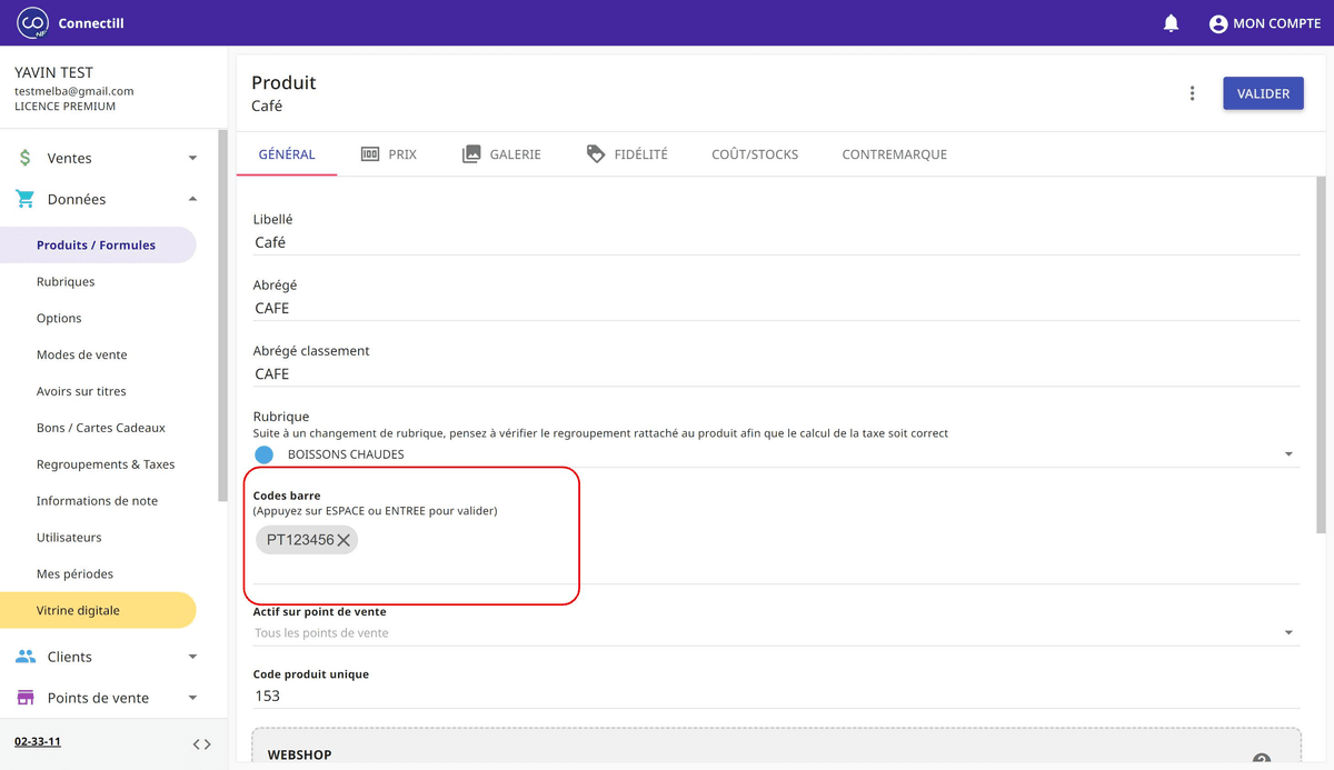 Addictill Code barre